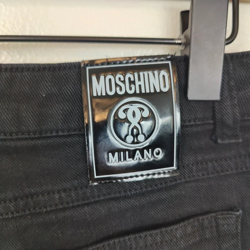 Moschino Teen Shorts Girls‎ 14 Black Logo Print Denim Designer Streetwear Casual